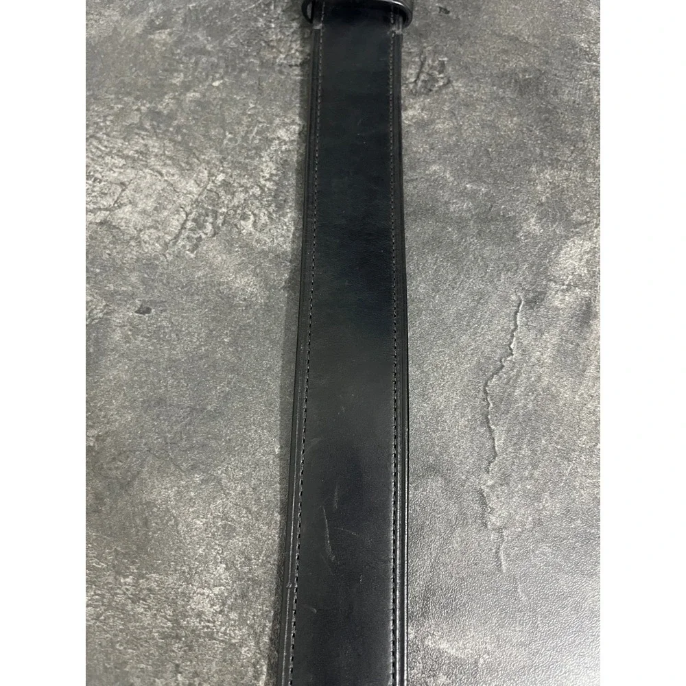 Coach Leather Belt Mens Black Silver Tone Buckle